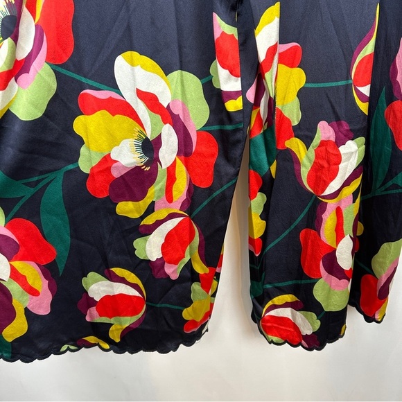 NEW Johnny Was Cassandra Floral Wide-Leg Scallop Tie Elastic Waist Silk Pants - Picture 10 of 17